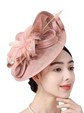 Elegant Pink Feather Fascinator Hat for Women